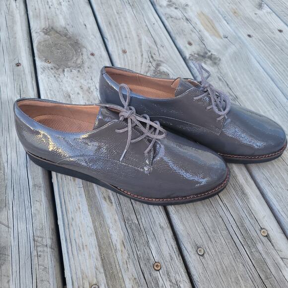 Softwalk Willis Oxfords Flats Womens Size 11W Patent Dark Grey Comfort - Picture 2 of 7